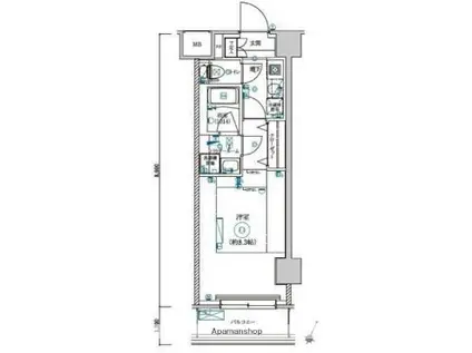 LEXE AZEST横濱関内(1K/3階)の間取り写真