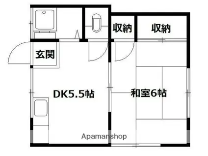 景山コーポ(1DK/2階)の間取り写真