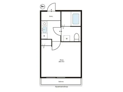 フォンス相模原(1K/1階)の間取り写真