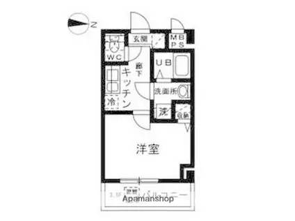 YAMATE(1K/3階)の間取り写真