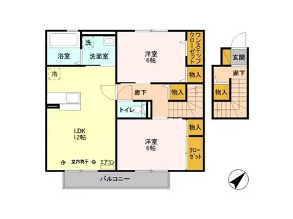 ドエルK(2LDK/2階)の間取り写真