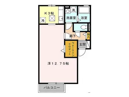 フォンティーヌA(1K/1階)の間取り写真