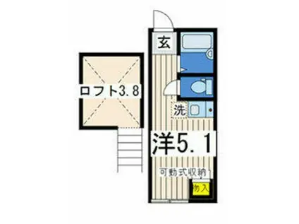 カーサビスタ横浜六浦(ワンルーム/2階)の間取り写真
