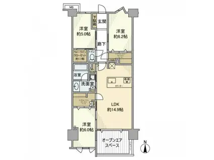 ヴェレーナシティ鎌倉深沢(3LDK/7階)の間取り写真
