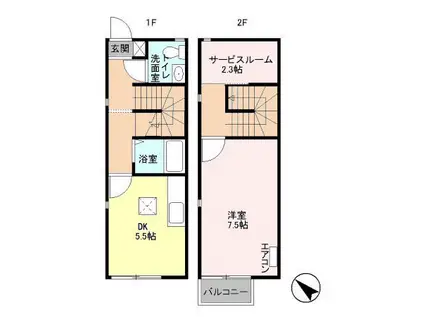 リヴィエール A(1SDK)の間取り写真