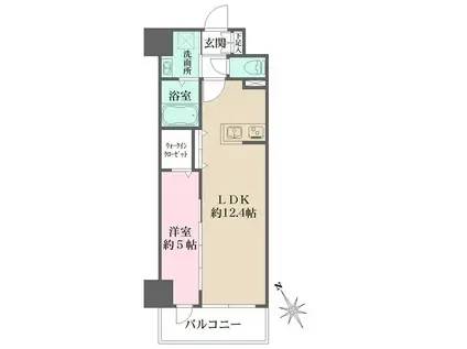 NーFLATS横浜関内Ⅱ(1LDK/4階)の間取り写真