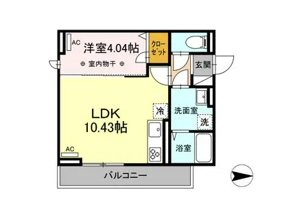 花-HANA-さがみ野(1LDK/3階)の間取り写真