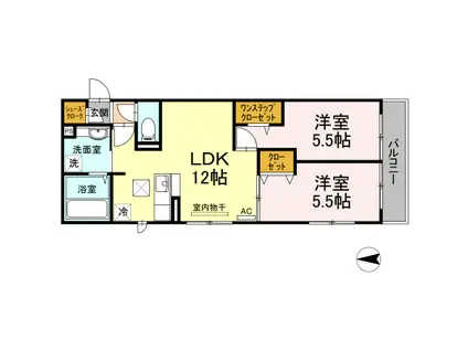 センチュリーハイムあかね台(2LDK/1階)の間取り写真