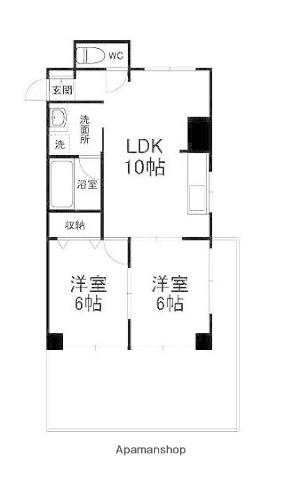 ディアアルテ(2LDK/1階)の間取り写真