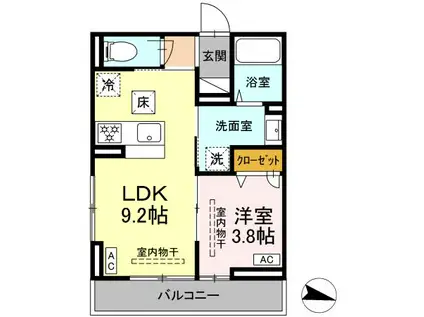 レンブランサ湘南台(1LDK/1階)の間取り写真
