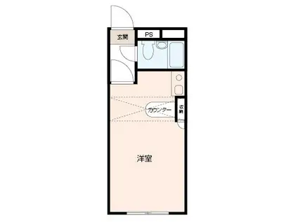 ベルピア馬堀海岸1-3(ワンルーム/2階)の間取り写真