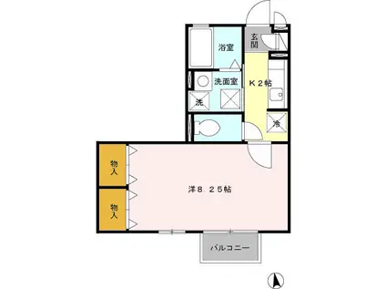 グランドソレイユ(1K/1階)の間取り写真