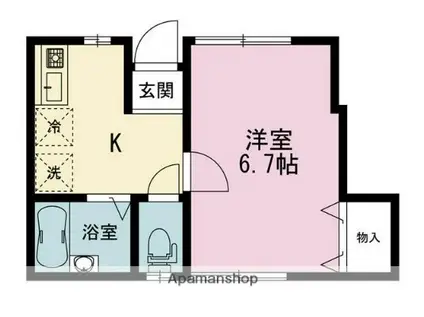 リバーサイド久比里(1K/1階)の間取り写真