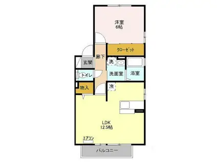 ブラン・サルドセジュールII(1LDK/2階)の間取り写真