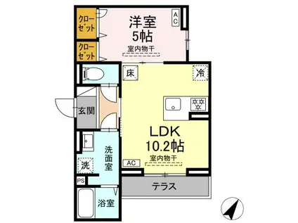 コルザ南台(1LDK/1階)の間取り写真