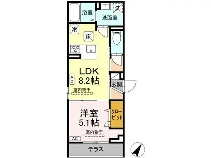 コルザ南台(1LDK/1階)の間取り写真