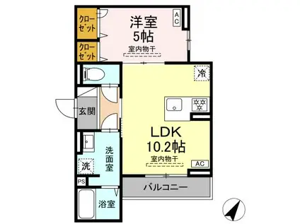 コルザ南台(1LDK/3階)の間取り写真