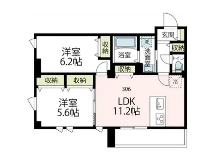ニューグランデュールⅡ(2LDK/3階)の間取り写真