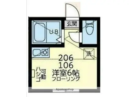 ユナイト丸山アプリコットパフェ(ワンルーム/2階)の間取り写真