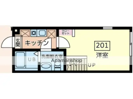 LEAFIA(1K/2階)の間取り写真
