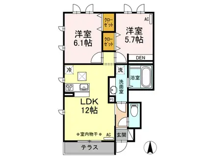 セントフィールド(2LDK/1階)の間取り写真