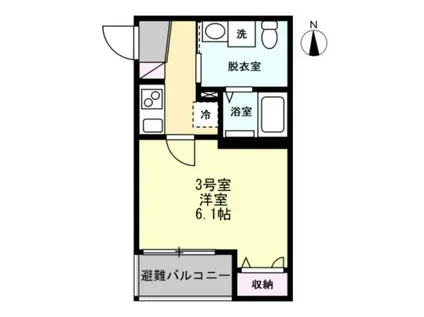 ベイルームグレイス本厚木(1K/3階)の間取り写真