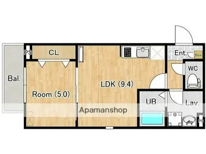ジーメゾン伊勢原シトラス(1LDK/3階)の間取り写真