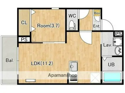 ジーメゾン伊勢原シトラス(1LDK/3階)の間取り写真
