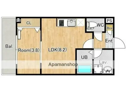 ジーメゾン伊勢原シトラス(1LDK/2階)の間取り写真