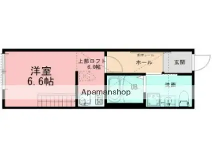 ハイロフト海老名(1K/2階)の間取り写真