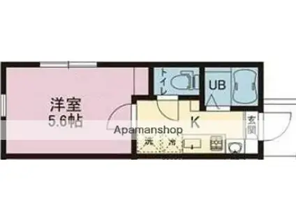 プルミエール HOZU(1K/1階)の間取り写真