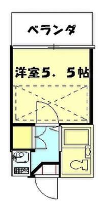クロノス横須賀サウス(1K/2階)の間取り写真