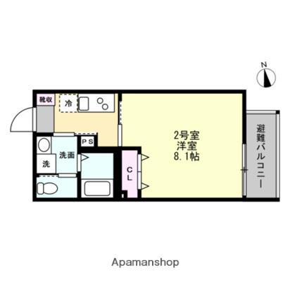ベイルーム川崎小田栄FRAGANCIA(1K/1階)の間取り写真