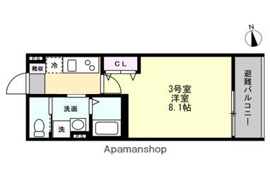 ベイルーム川崎小田栄FRAGANCIA(1K/2階)の間取り写真