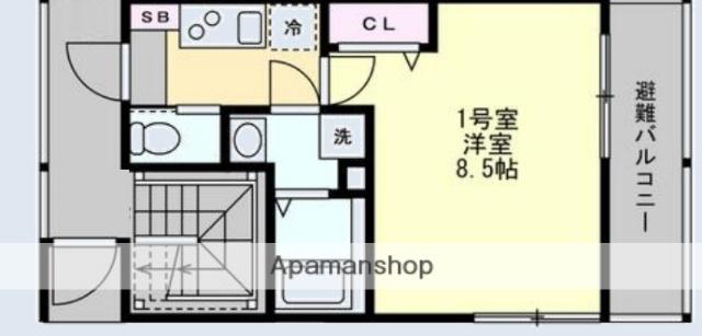 BAYLUX(1K/1階)の間取り写真