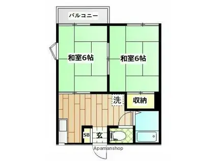 マルキハイツ(2DK/2階)の間取り写真