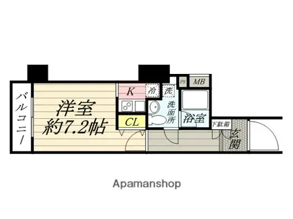 プレールドゥーク西横浜(1K/11階)の間取り写真