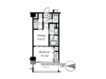 日神デュオステージ三ツ沢公園(1DK/4階)の間取り写真