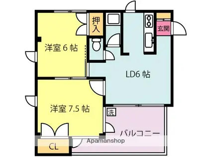 第1プリマス幸(2LDK/3階)の間取り写真