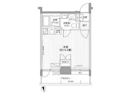 コスモリード川崎(ワンルーム/9階)の間取り写真
