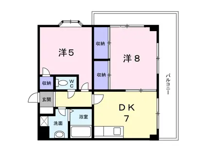 パ-クフジ小泉(2DK/4階)の間取り写真
