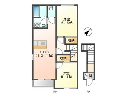 パラディ(2LDK/2階)の間取り写真