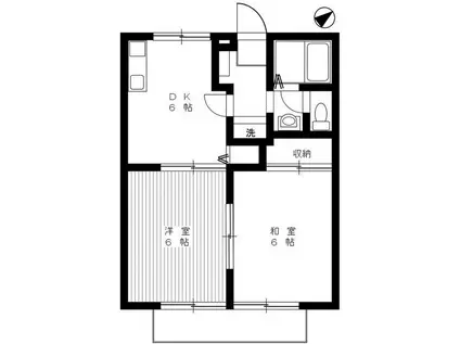 ディアコート大蔵(2DK/1階)の間取り写真