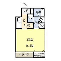 ぱくたうんルナ湘南(1K/4階)の間取り写真