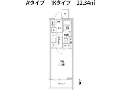 コンポジット宮前平(1K/2階)の間取り写真