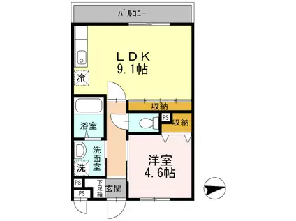 メゾンクレール(1LDK/3階)の間取り写真