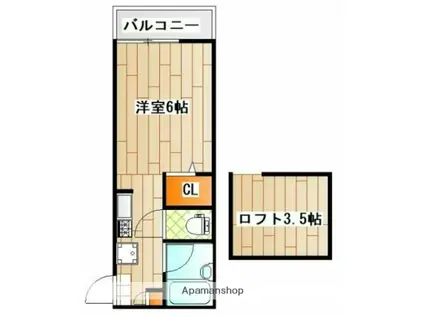 クレドアネックス白楽(ワンルーム/2階)の間取り写真