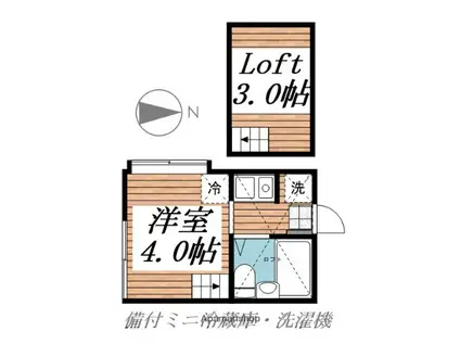 ピュアハウス藤棚三番館(ワンルーム/2階)の間取り写真