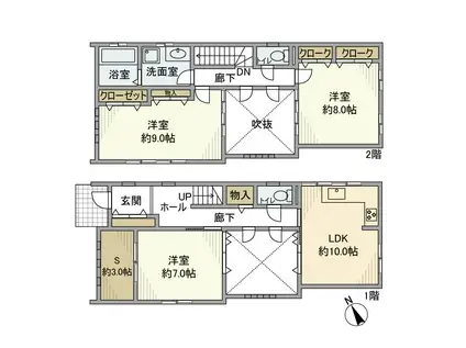 横須賀線 北鎌倉駅 徒歩3分 2階建 築23年(3SLDK)の間取り写真