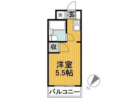 サンホワイト磯子(ワンルーム/2階)の間取り写真